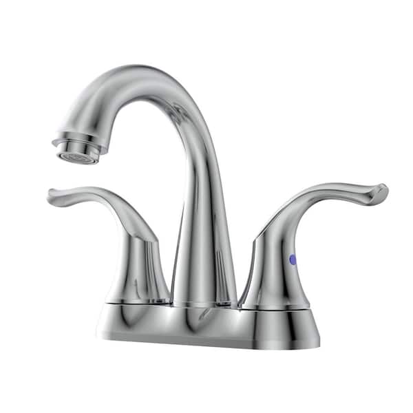 HOMLUX 4 in. Center Set 2-Handle Bathroom Faucet with Drain Kit Included in Chrome