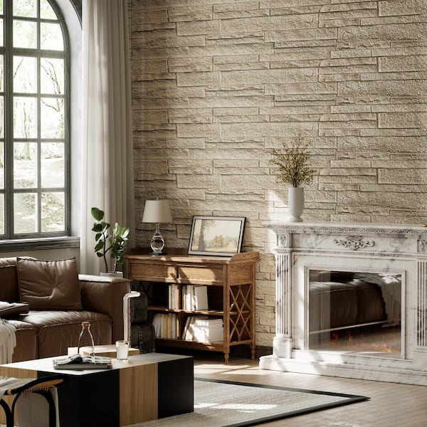 HOMEIBRO 1.2 in. x 3.8 ft. x 1 ft. Faux Stone Rhine Yellow Rust Polyurethane Decorative Wall Paneling 1-Pack