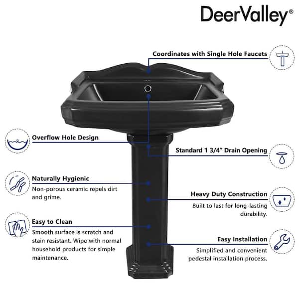 DEERVALLEY Dynasty 26 3/4 in. Tall Black Vitreous China