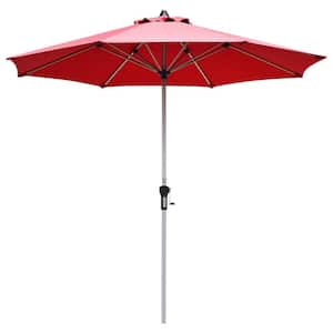 9 ft. Aluminum Iron Market Patio Umbrella in Burgundy
