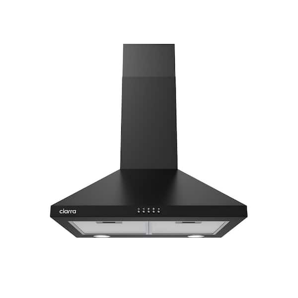 24 in. 450 CFM Convertible Wall Mount Range Hood in Black with 3-Speed Exhaust Fan