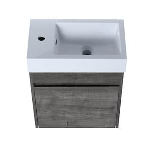 Victoria 18 in. W x 10 in. D x 23 in. H Floating Single Sink Bath Vanity in Gray with White Acrylic Top and Cabinet