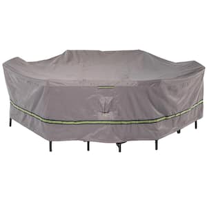 Duck Covers Soteria 127 in. Grey Rectangular/Oval Patio Table with Chairs Cover