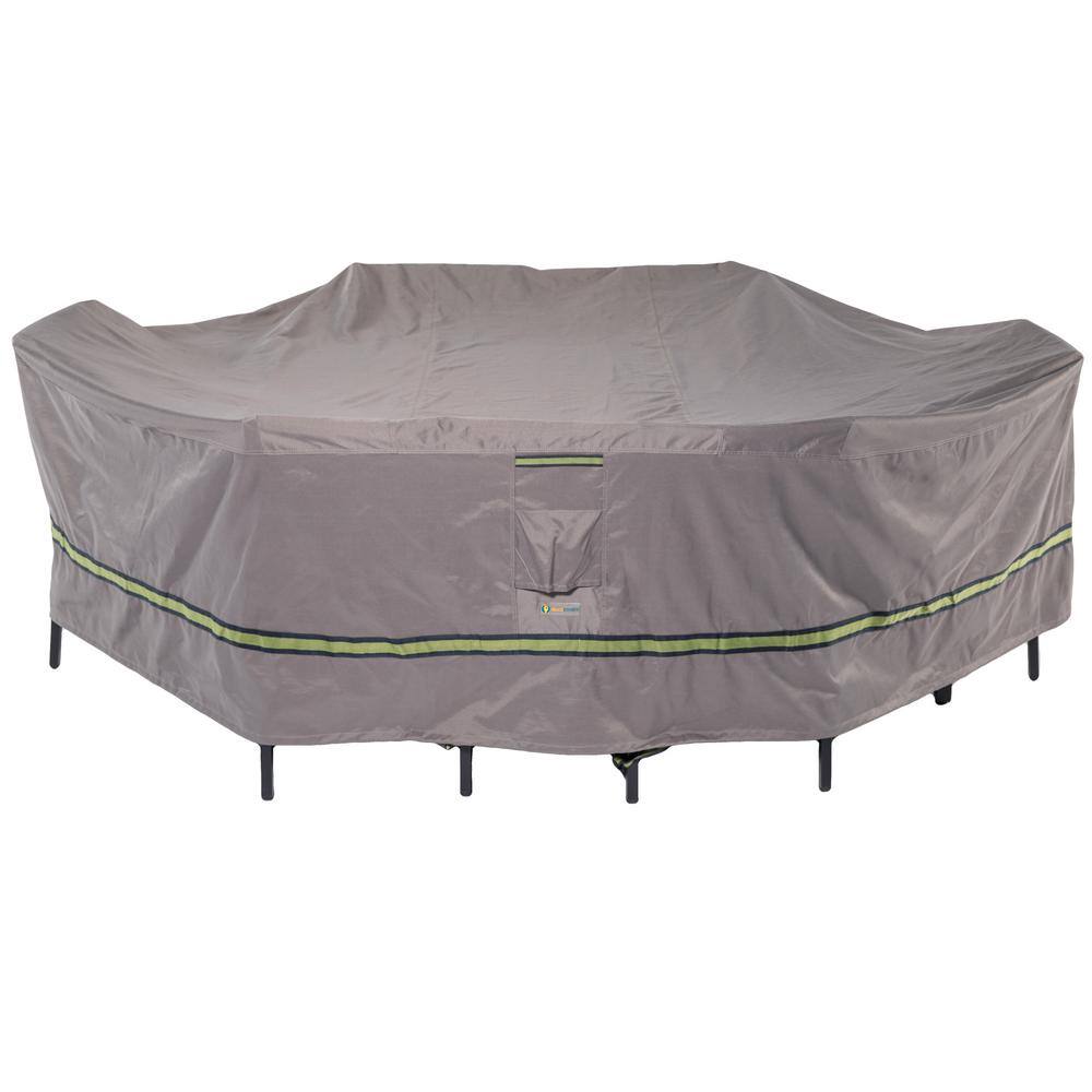 Duck Covers Soteria 140 in. Grey Rectangular/Oval Patio Table with Chairs Cover RTO14080 The