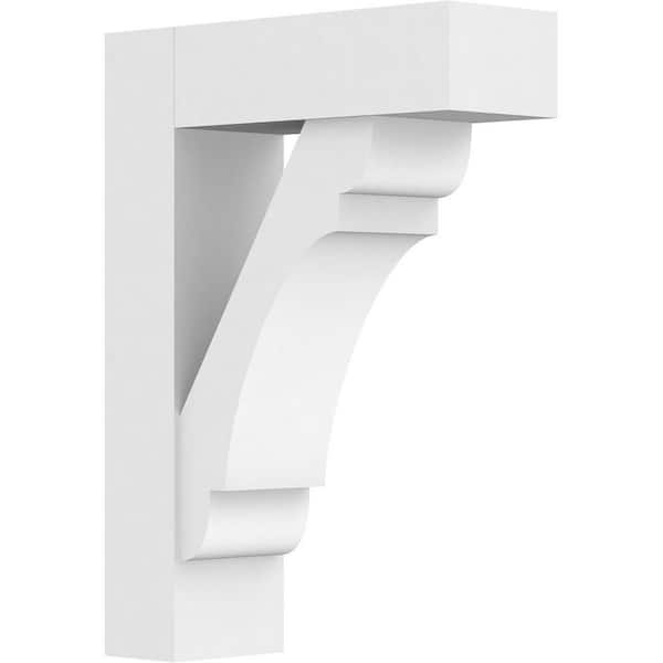 Ekena Millwork 5 in. x 22 in. x 16 in. Olympic Bracket with Block Ends, Standard Architectural Grade PVC Bracket
