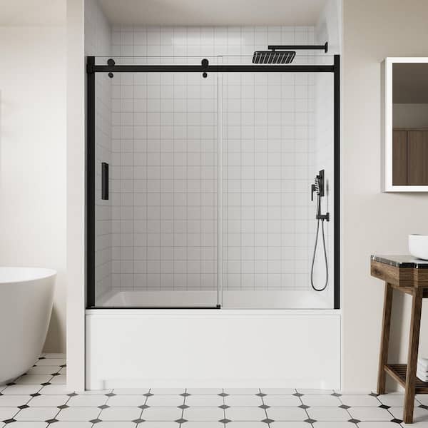 ACE DECOR 56-60 in. W x 74 in. H Frameless Double Sliding Shower