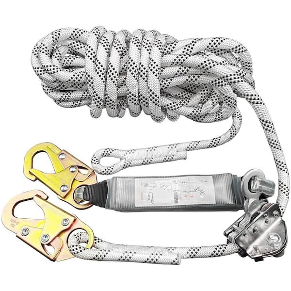 KIWDZFU 25 ft. Vertical Roofing Rope Harness Safety Lanyard Kit with Grab for Climbing and Fall Protection