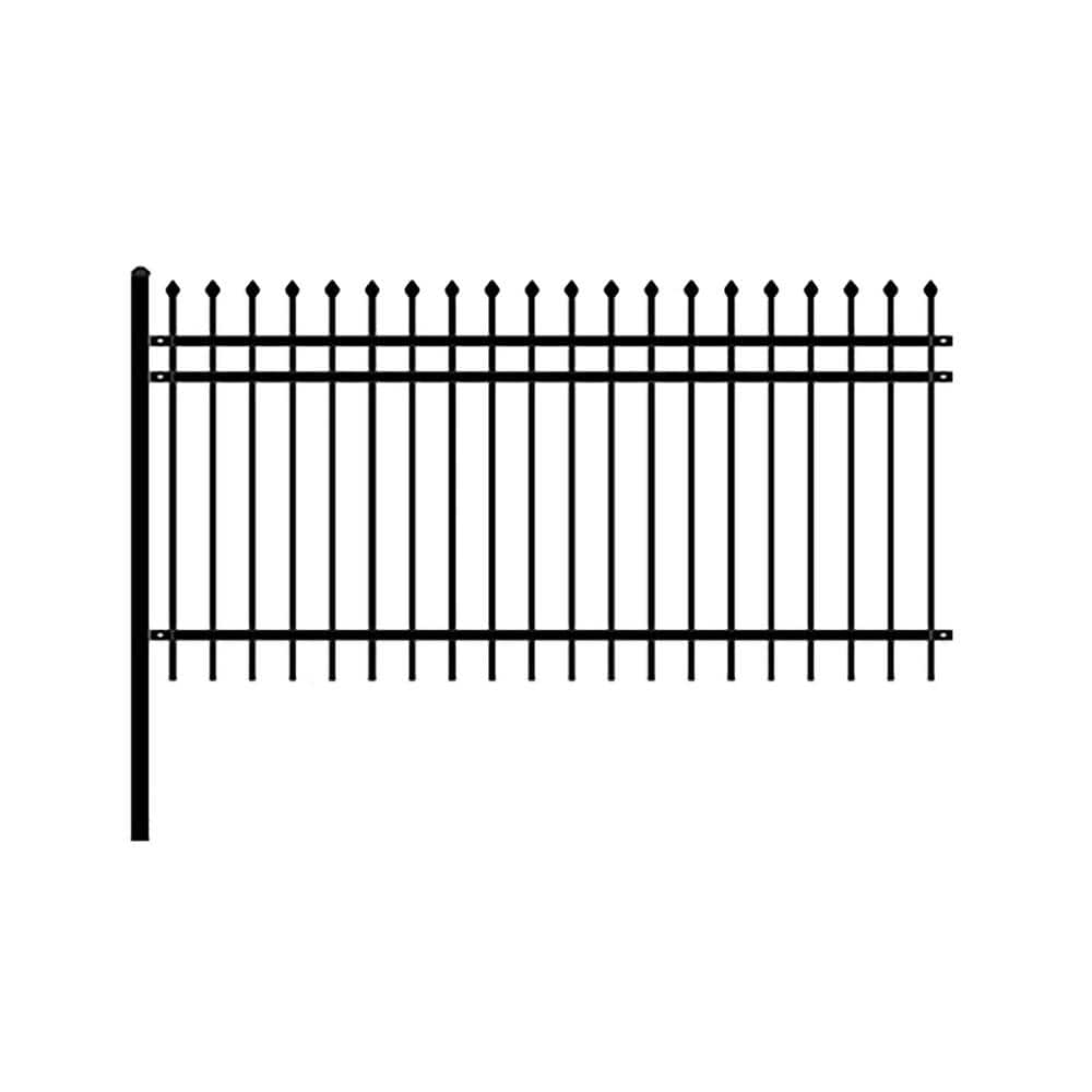 ALEKO Rome Style 4 ft. x 8 ft. Black Unassembled Steel Fence Panel