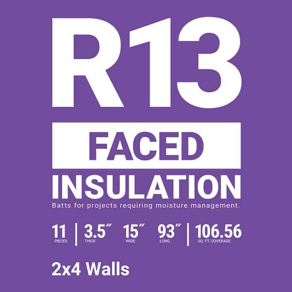 CertainTeed InsulPure R- 13 Wall 125.94-sq ft Kraft Faced Fiberglass Batt  Insulation in the Batt Insulation department at