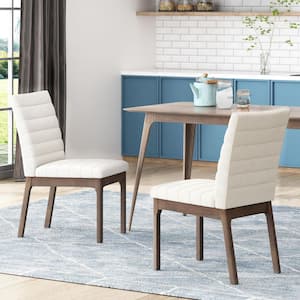 Doland Light Beige Fabric Channel Stitch Dining Chairs (Set of 2)
