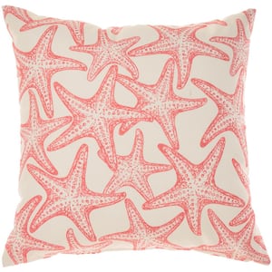 Coral 18 in. x 18 in. Indoor/Outdoor Throw Pillow