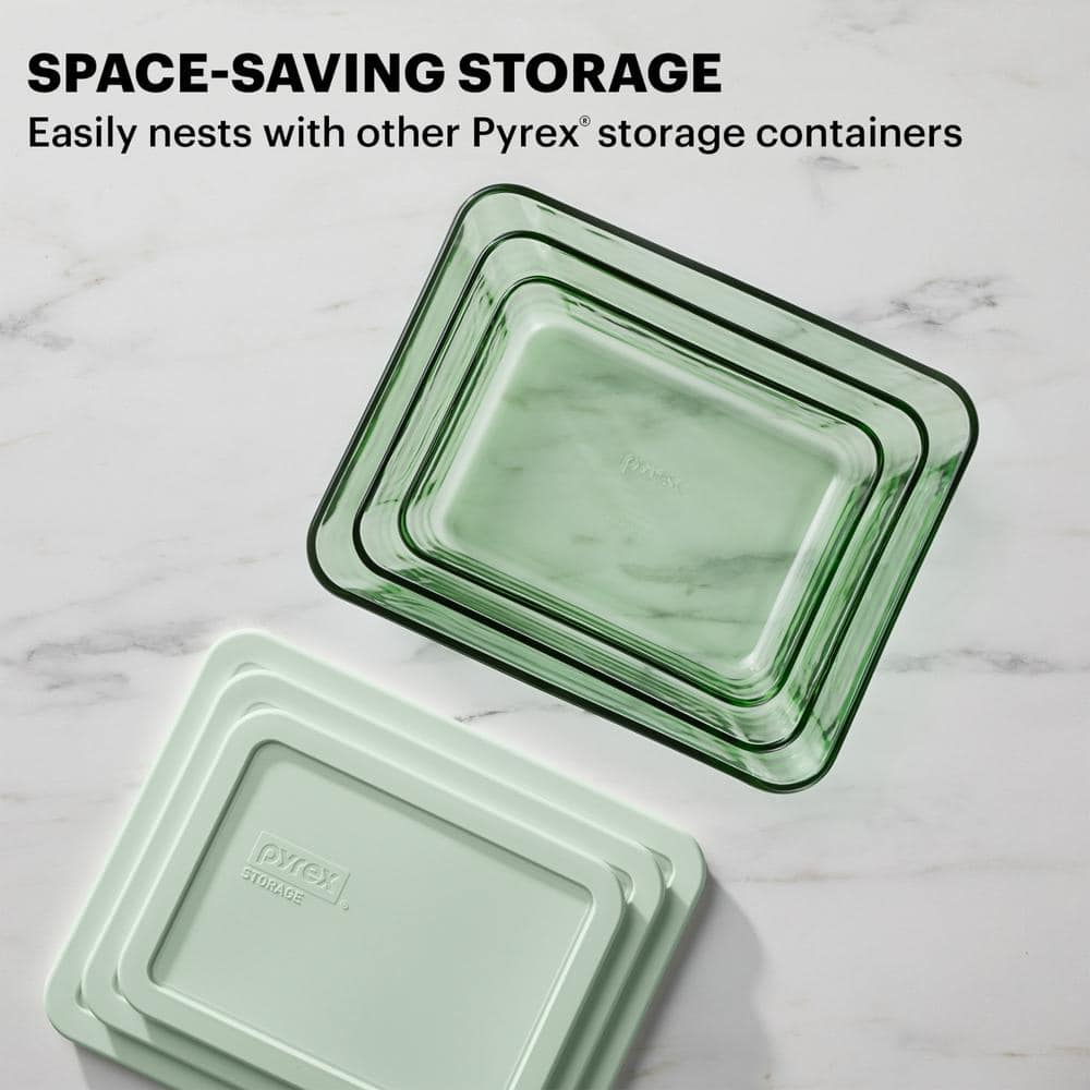 Green Glass Rectangle Meal Prep Storage Set with Lids