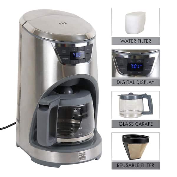 KENMORE Programmable 12- Cup Stainless Steel Drip Coffee Maker Aroma  Control Reusable Filter KKECM12SS - The Home Depot