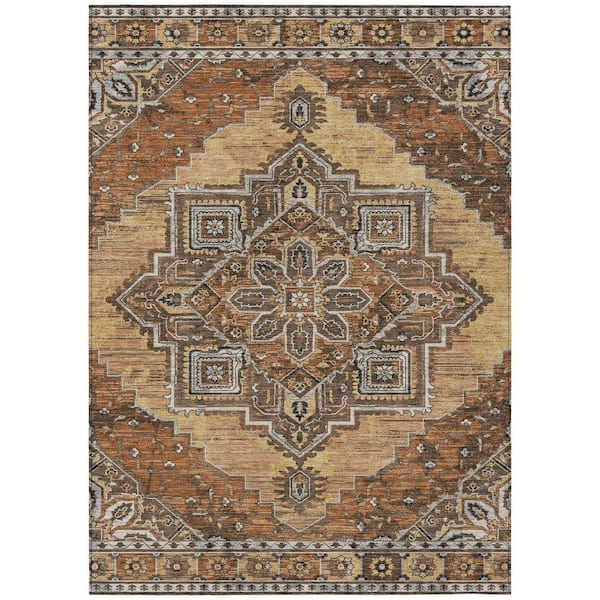 Chantille Machine Washable Indoor/Outdoor Abstract ACN2704 Copper 10 ft. x 14 ft. Area Rug