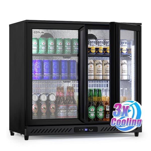36 in. 7.45 cu. ft. Single Zone 208-Cans Beverage Cooler in Black, Self-Evaporation System, ETL Certified, 32°F to 50°F