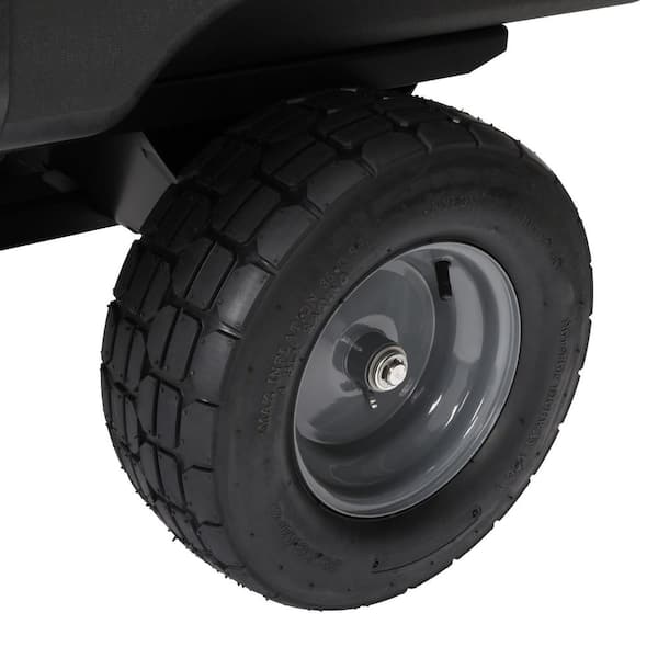 850 lb. 17 cu. ft. Tow-Behind Poly Utility Cart with Durable Compression Molded Bed for Lawn Tractors & Zero-Turn Mowers
