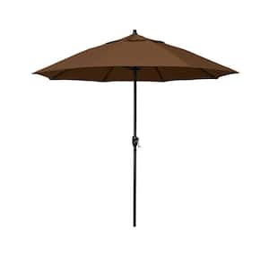 7.5 ft. Bronze Aluminum Market Patio Umbrella with Fiberglass Ribs and Auto Tilt in Teak Olefin