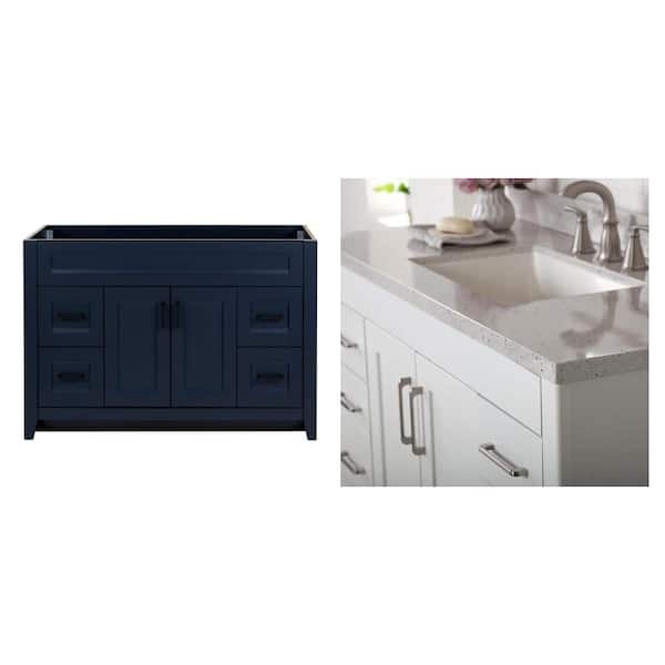 48 in. x 22 in. Deep Blue Bath Vanity and 49 in. x 22 in. White Sink Top Combo