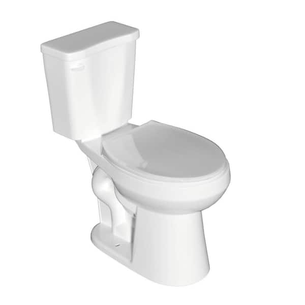 17 in. Two-Piece 1.28 GPF Single Flush Round Toilet in White with Soft-Close Seat