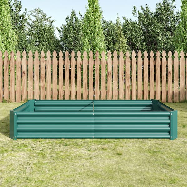 AUTMOON Outdoor Metal Raised Garden Bed 6x3x1ft. Rectangle Raised Planter Beds for Plants, Vegetables, and Flowers - Green