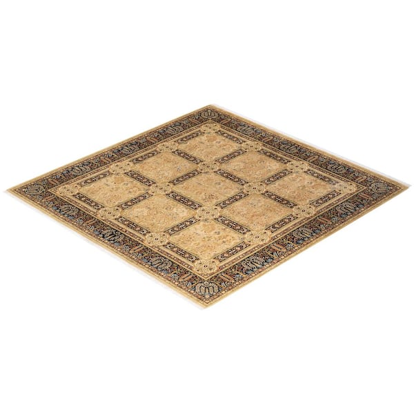 Mogul Traditional Yellow 8 ft. 1 in. x 8 ft. 4 in. Oriental Area Rug