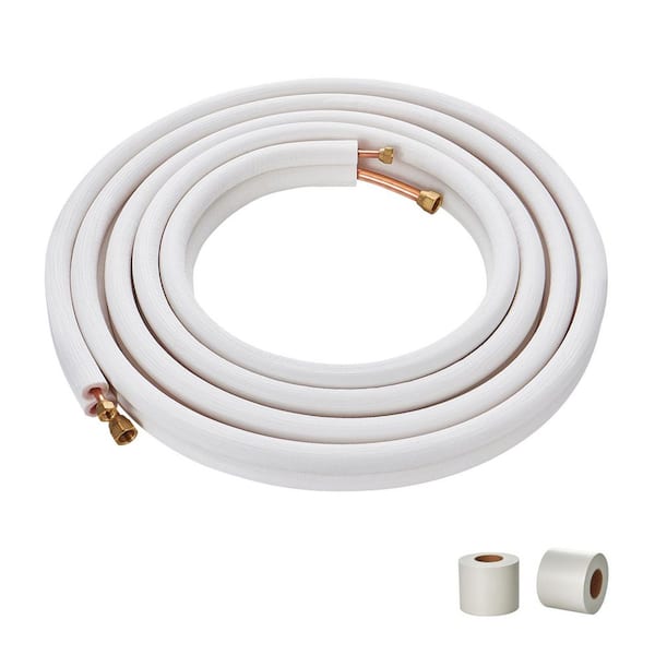 25FT. Mini Split Line Set for Mini Air Conditioning 1/4in. and 3/8in. OD Copper Pipes Tubing and Triple-Layer Insulation