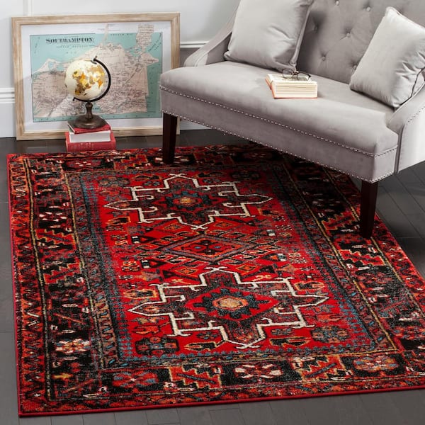 Vintage Hamadan Red/Multi Doormat 2 ft. x 4 ft. Floral Border Area Rug