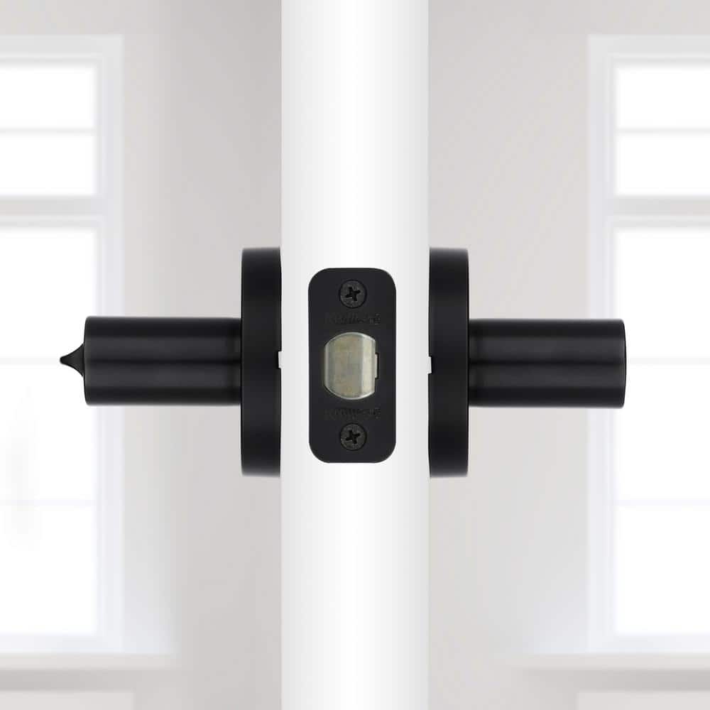 Matte Black Keyed Entry Lever with Round Rose