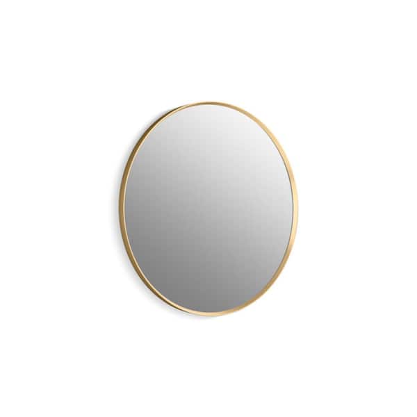 KOHLER Essential 32 in. W x 32 in. H Round Framed Wall Mount Bathroom Vanity Mirror in Moderne Brushed Gold