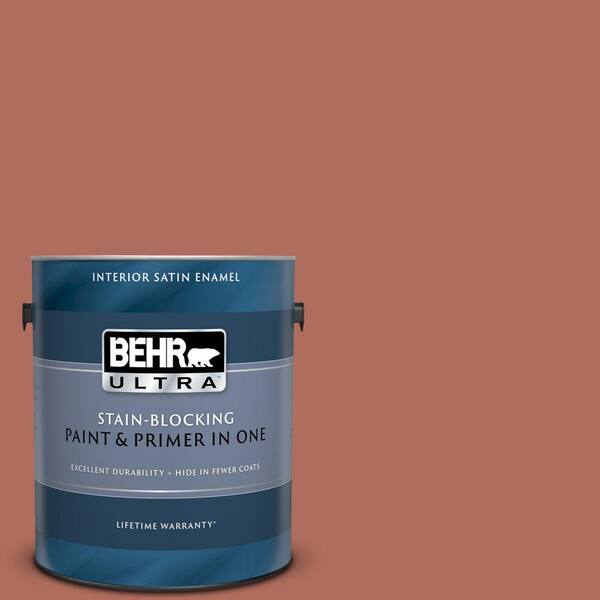 BEHR ULTRA 1 gal. #UL120-17 Terra Cotta Urn Satin Enamel Interior Paint and Primer in One