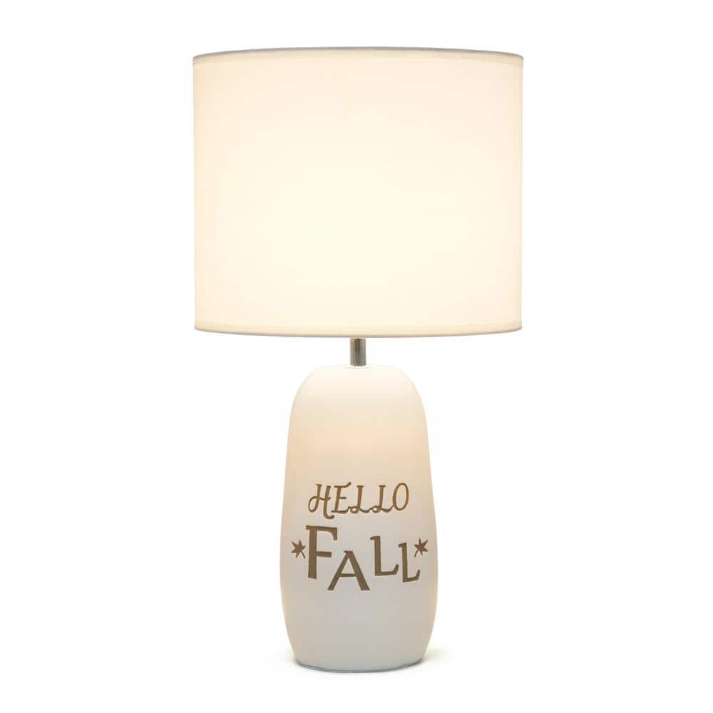 White Ceramic Pumpkin-Shaped Table Lamp with Fabric Shade