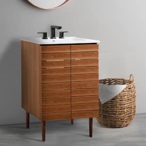 Aubert 24 in. W x 18 in. D x 33 in. H 2-Shelf Bath Vanity Cabinet without Top (Sink Basin Not Included), Walnut