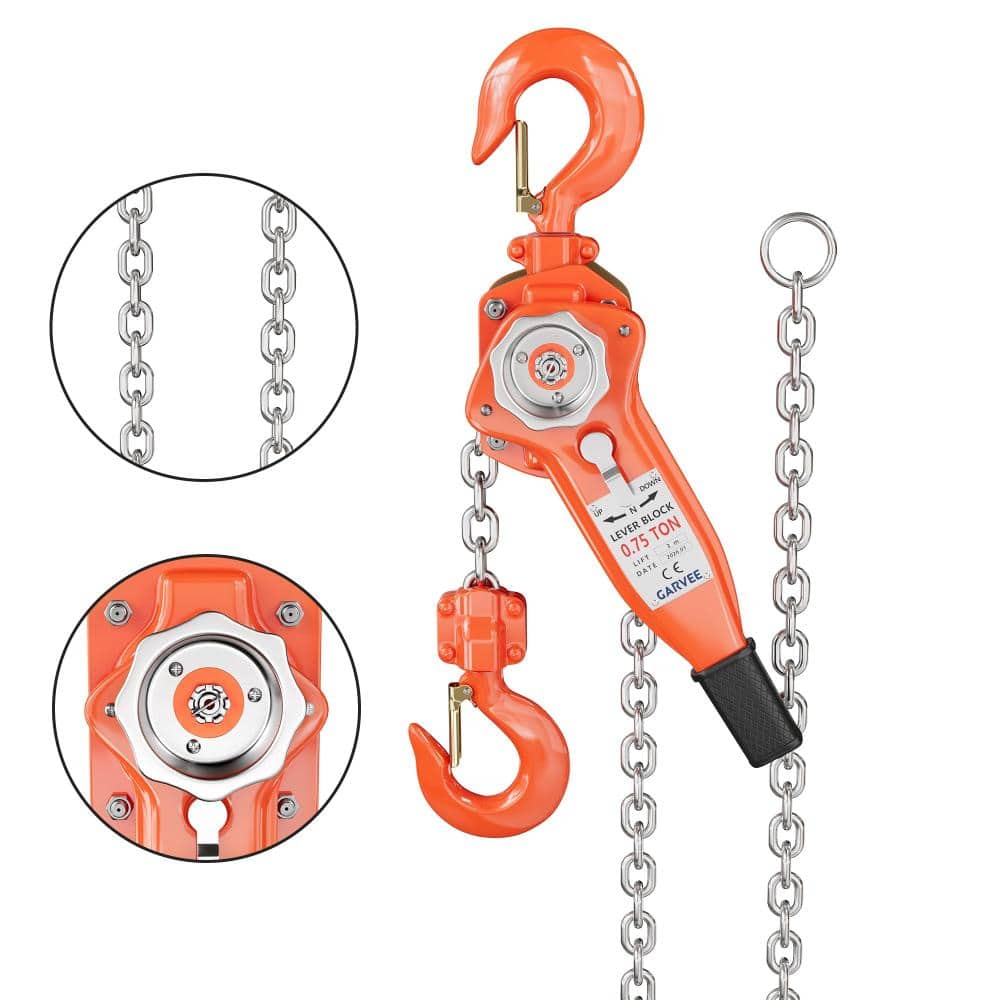 Heavy Duty Orange 0.75 Ton (1650 lbs) 9.2 ft Lift Manual Lever Chain Hoist with Double Pawl Brake price history on PriceWatchPro