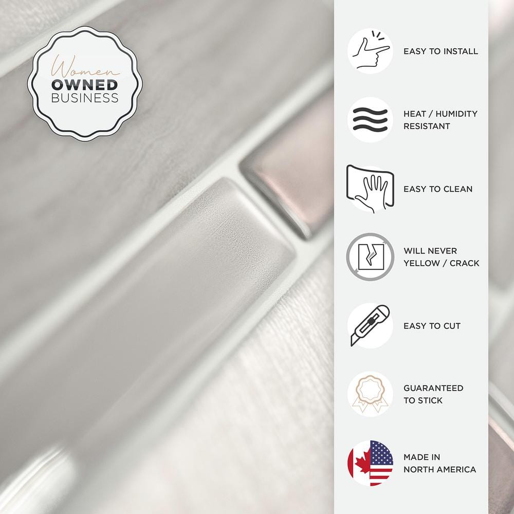 Milano Grigio Peel and Stick Vinyl Backsplash Tiles, 4-Pack