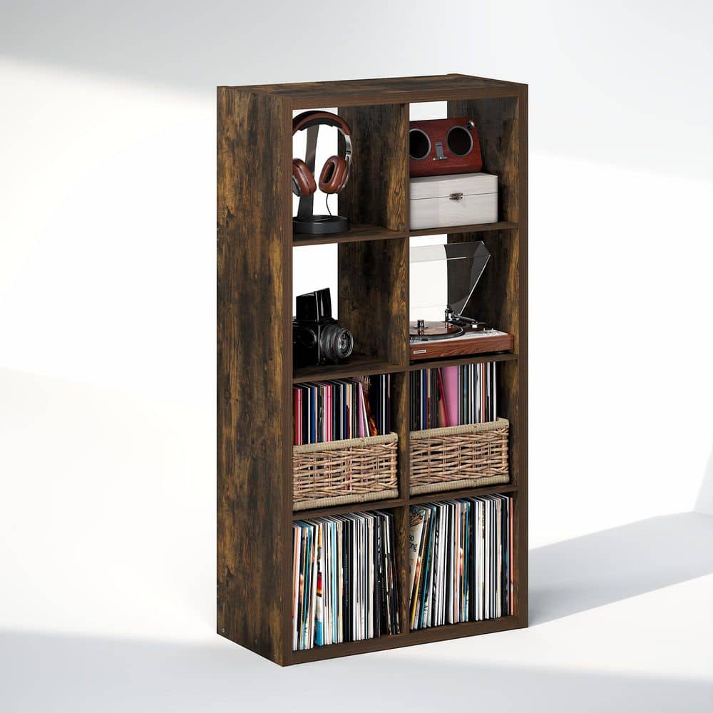 Cubicle Amber Pine 8-Cube Media Storage Shelf with 1.2 Extra Thick Vinyl Record Storage