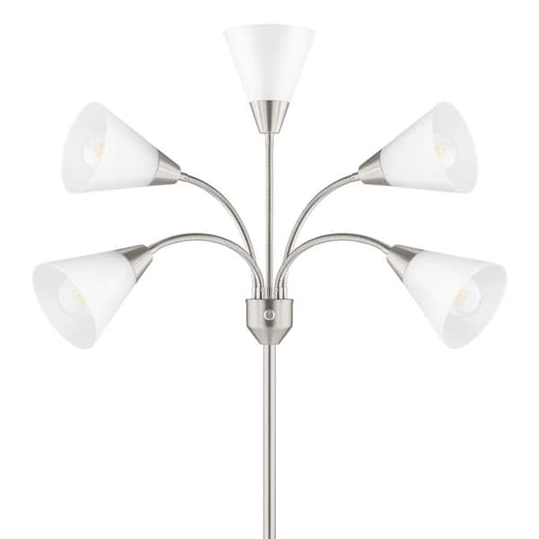 HMH　5足 Hampton Bay 67 in. 5-Light Brushed Nickel Gooseneck Floor