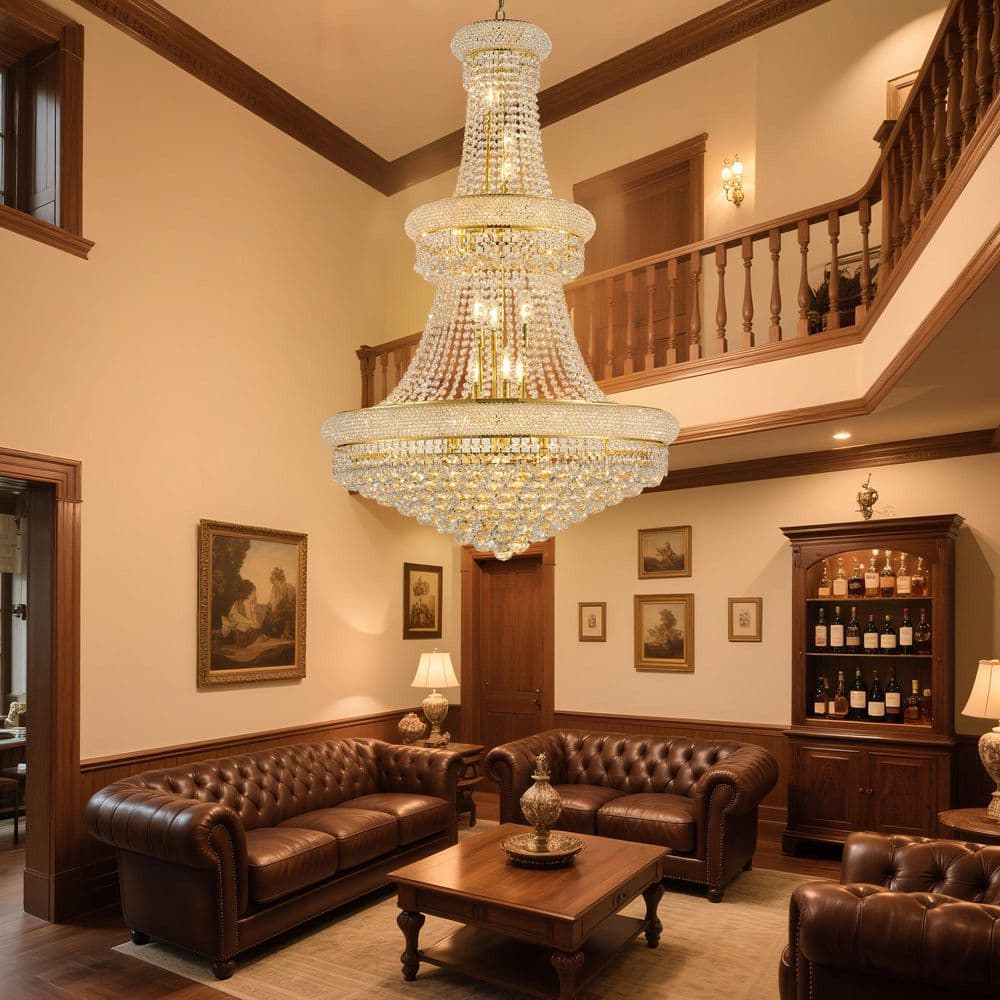 21-Light Gold Crystal Chandelier Circle Round Chandelier for Dining Living Room Large Room etc. with Bulbs Included price history on PriceWatchPro