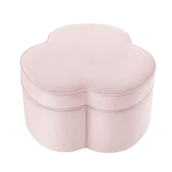 Rustic Manor Finleigh Blush Ottoman Upholstered Velvet 28 in. L x 28 in. W x 17.7 in. H