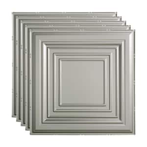 Traditional #3 2 ft. x 2 ft. Argent Silver Lay-In Vinyl Ceiling Tile ( 20 sq.ft. )