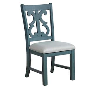 Wicks Antique Dark Blue and Dark Oak Padded Dining Chair (Set of 2)