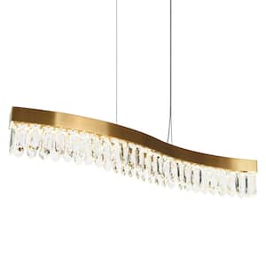 Sibyl 1-Light Dimmable Integrated LED Plating Brass Crystal Linear Chandelier