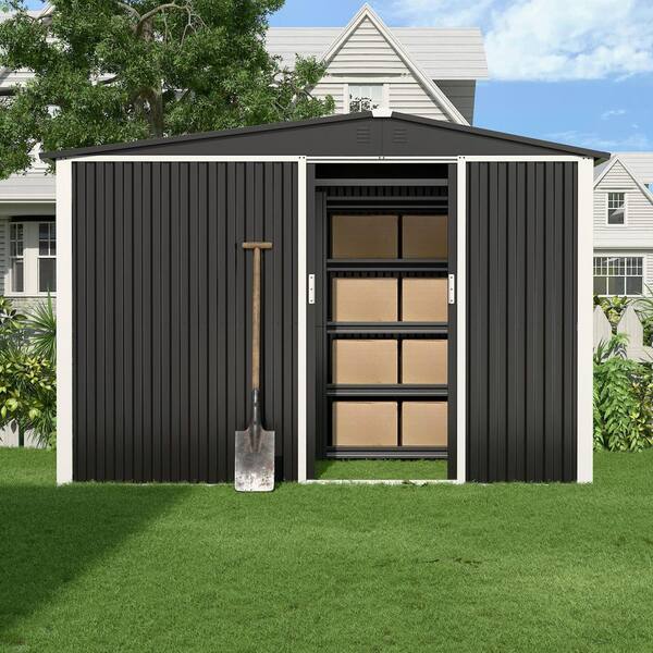 Aobabo 10 ft. W x 6 ft. D Outdoor Storage Metal Shed with Sliding