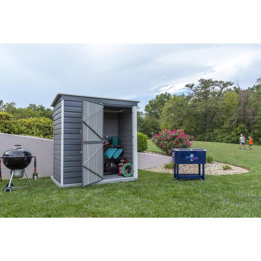 Charcoal and Cream Galvanized Steel 6 x 4 ft Outdoor Storage Shed