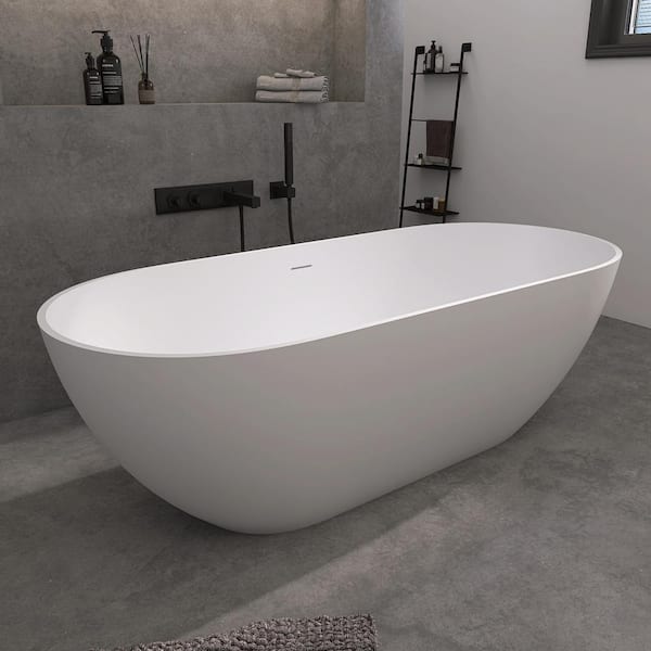 Zeafive 59 in. x 29.5 in. Solid Surface Stone Resin Flat Bottom Free ...