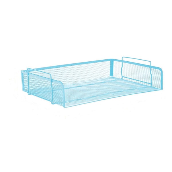 Mind Reader Network Collection 2 Piece Stackable Letter Tray, Side Load Storage Tray Desk Organizer, 14"L x 9.75"W x 6"H, Turquoise