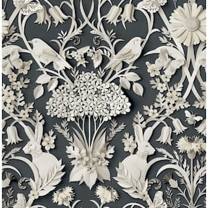 Black Charcoal Eloise Peel and Stick Wallpaper Sample
