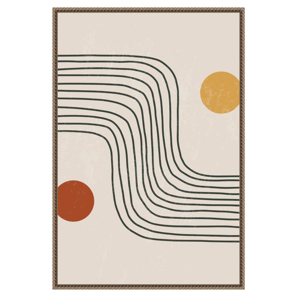 Minimal Shapes #6 Abstract Canvas Art with Bronze Frame