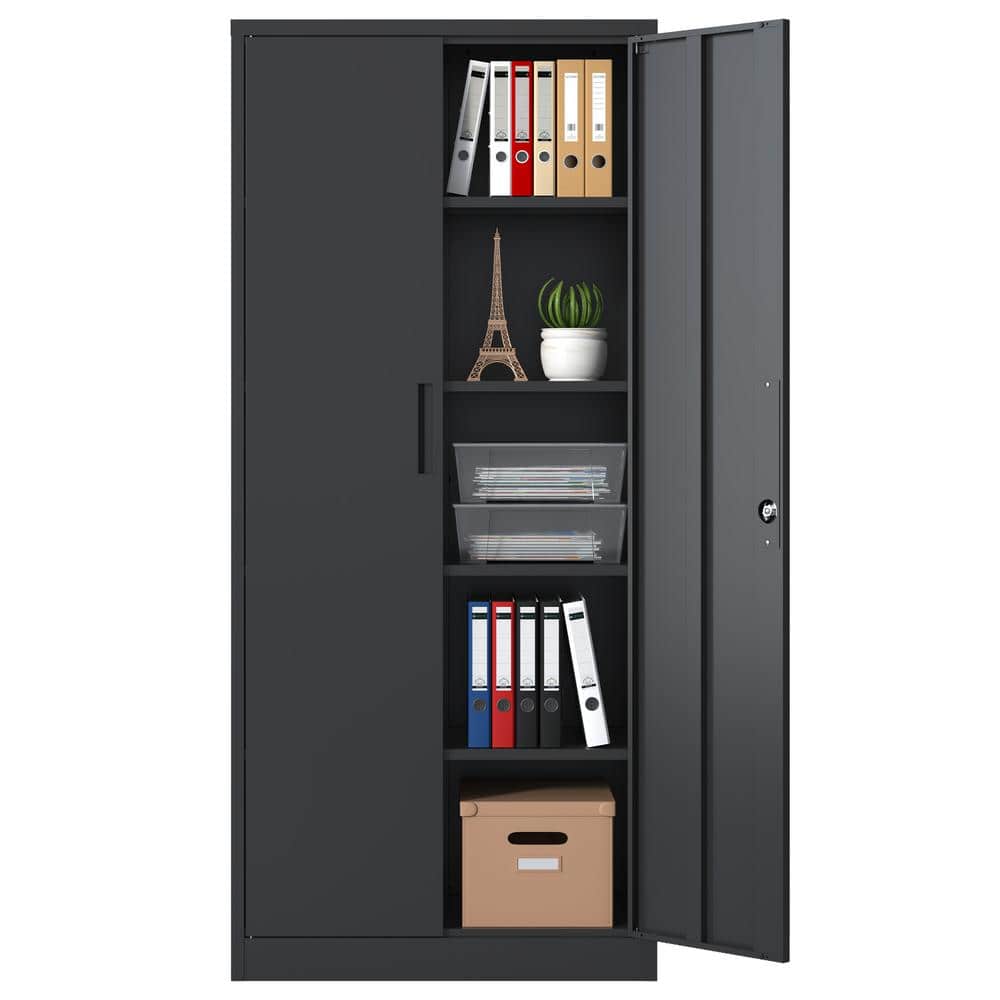 Black 72 in. H Metal Garage Storage Cabinet Tool Steel Black 72 in. H Metal Garage Storage Cabinet Tool Steel