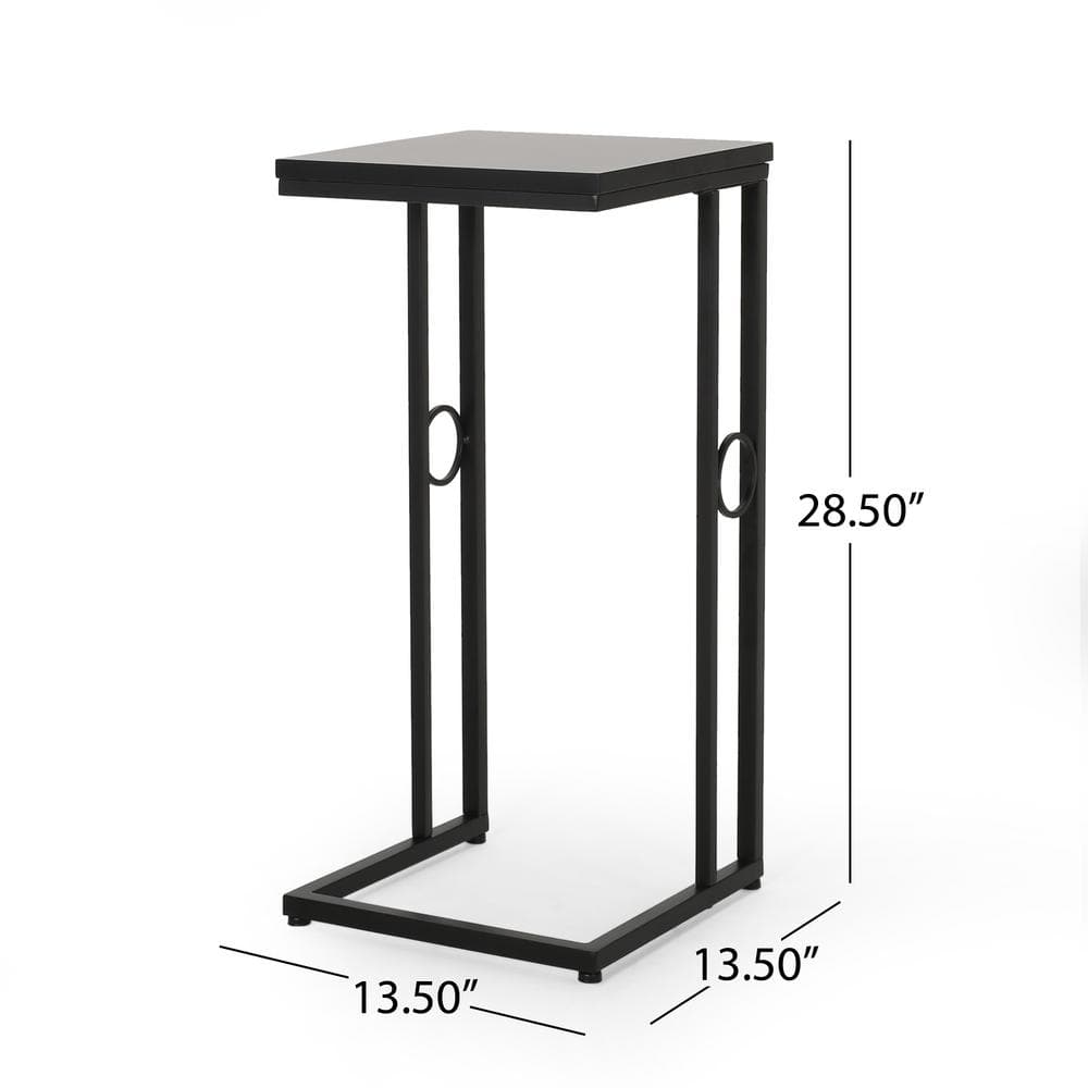 Noble House Yahir Indoor 28.50 inch C-Table (Set of 2), Black
