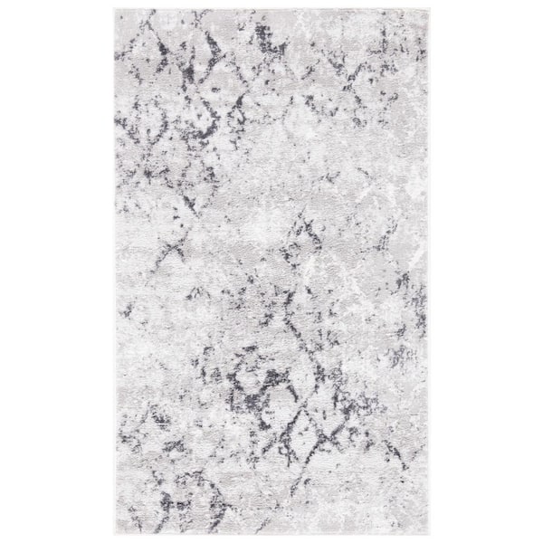 SAFAVIEH Amelia Gray/Light Gray Doormat 2 ft. x 4 ft. Abstract Diamond Area Rug